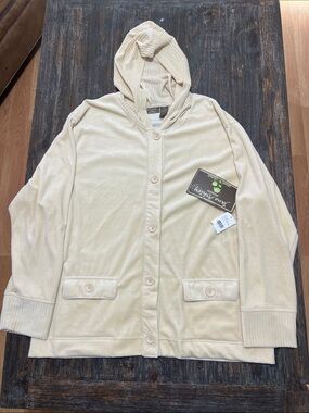 NWT Jane Ashley Cream Hooded Button Cardigan
